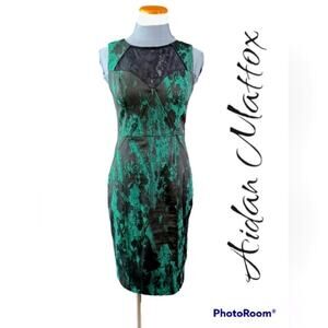 Aidan Mattox Black and Green Cocktail Dress Size 4